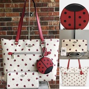 💞NWT COACH LADY BUG PRINT 3 PC SET MSRP $706.00💞